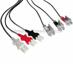 Kompatibla Spacelab Ultraview 90369 Tru-Link Leadwire-uppsättningar, 3-bly, AHA, Grabber