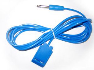 Adapterkabel med 6,3-kontakt. Anslut monopolär engångsplatta och elektrokirurgisk enhet